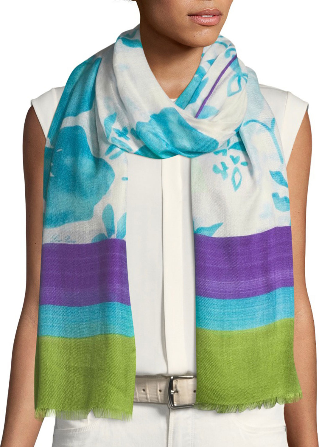 Loro Piana Unusual Flowers Cashmere-Blend Soffio Scarf