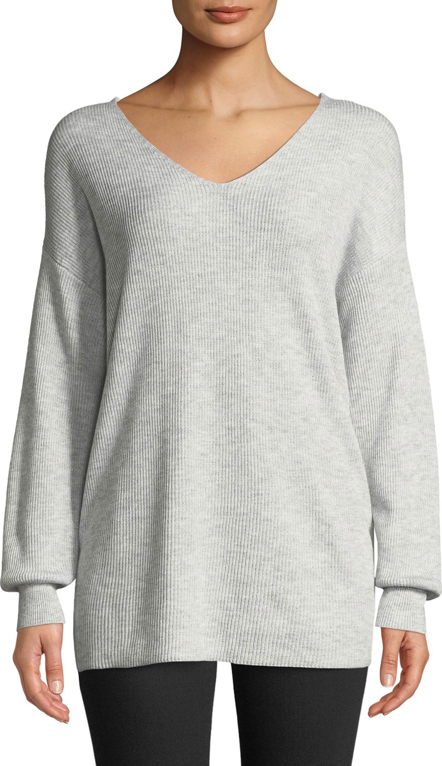 Bardot Knot-Back Oversized Pullover Sweater