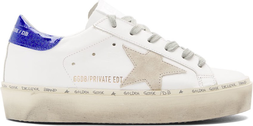 Golden Goose Deluxe Brand SSENSE Exclusive White Glitter Tab Hi Star Sneakers