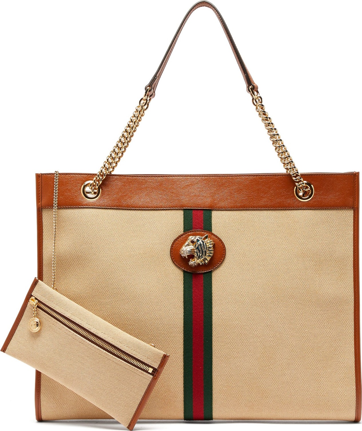 Gucci Rajah Web-striped canvas tote bag