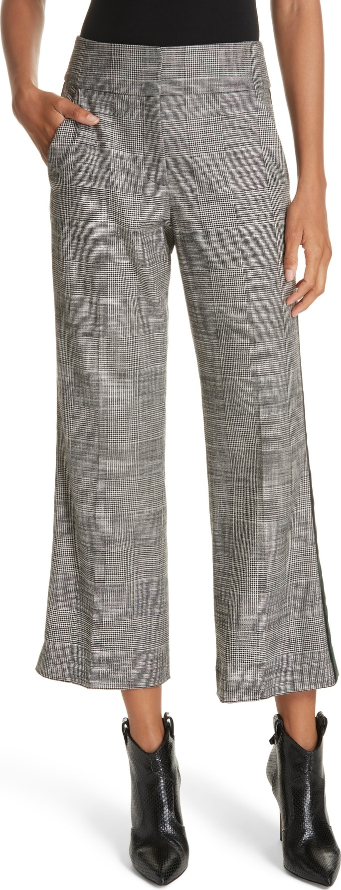 Veronica Beard Cormac Side Stripe Check Trousers