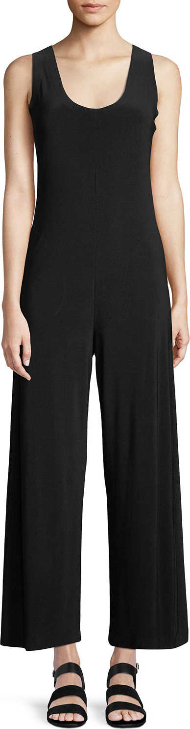 Norma Kamali Cropped Cross-Back Sleeveless Jumpsuit