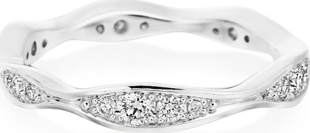 Maria Canale 18k White Gold Diamond Narrow Wave Ring