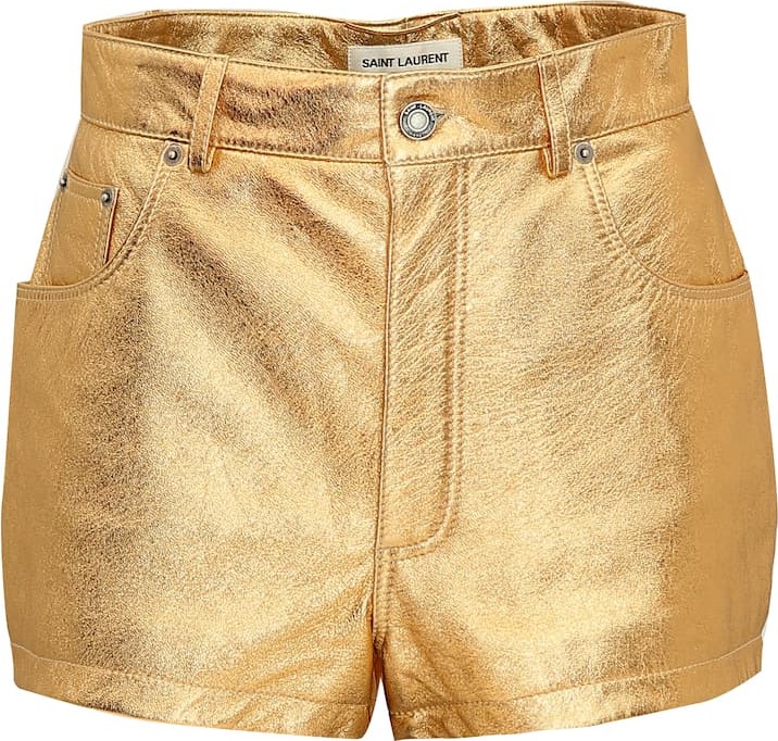 Saint Laurent Metallic leather shorts