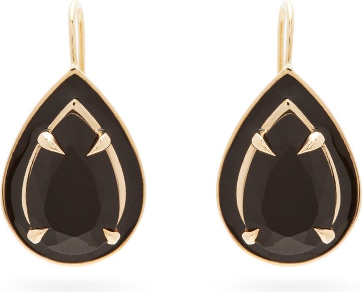 Alison Lou Lab-onyx, enamel and gold drop earrings