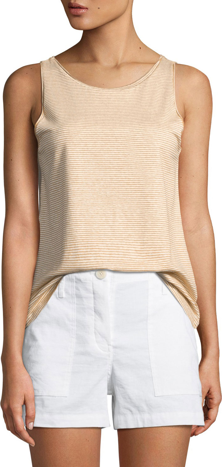 Theory Insar Linen-Blend Stripe Tank