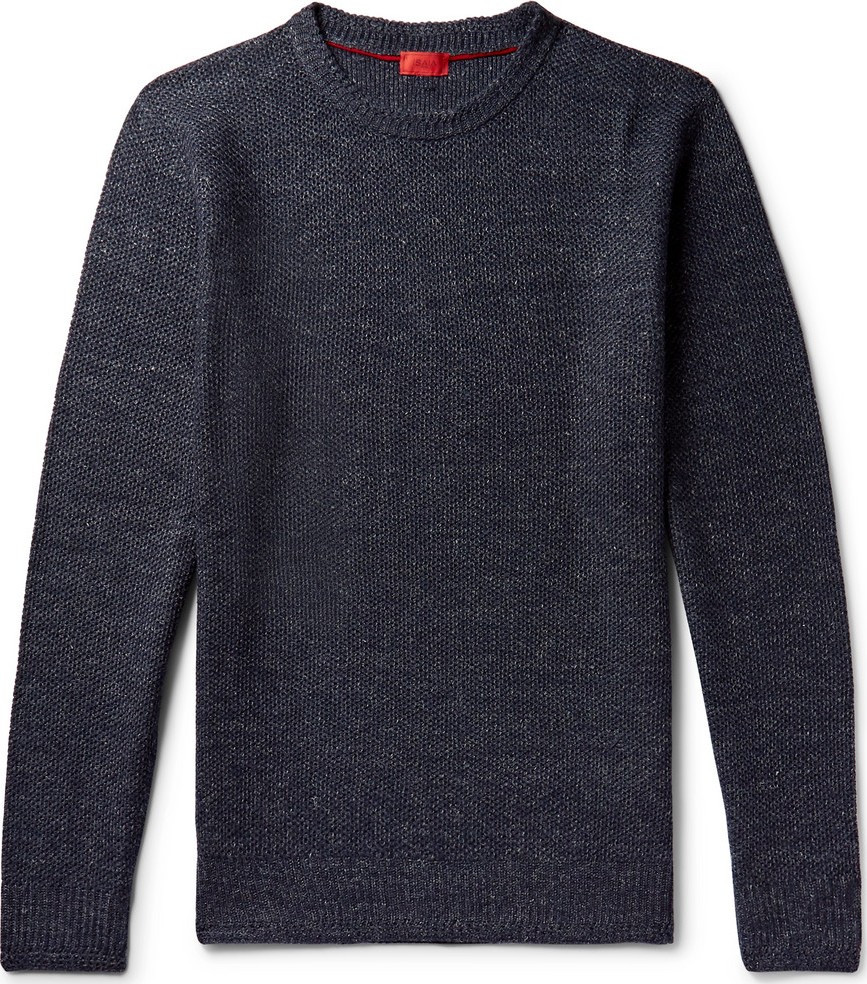Isaia Honeycomb-Knit Mélange Linen And Wool-Blend Sweater