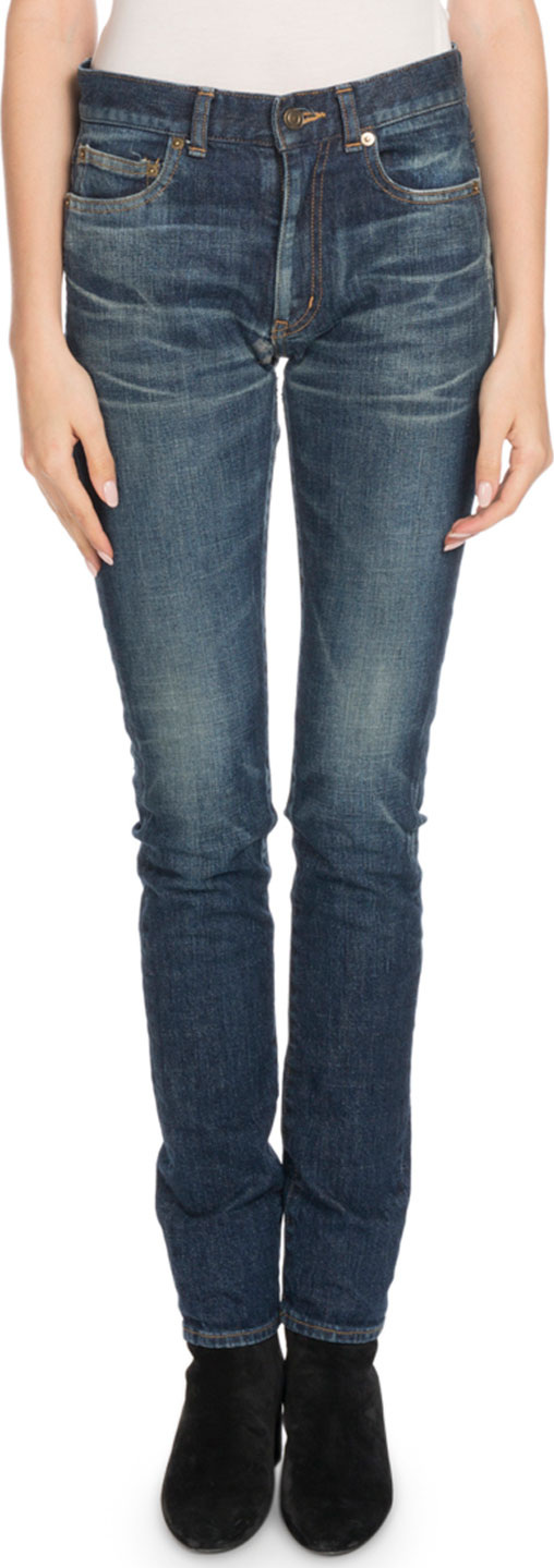 Saint Laurent Mid-Rise Skinny-Leg Jeans