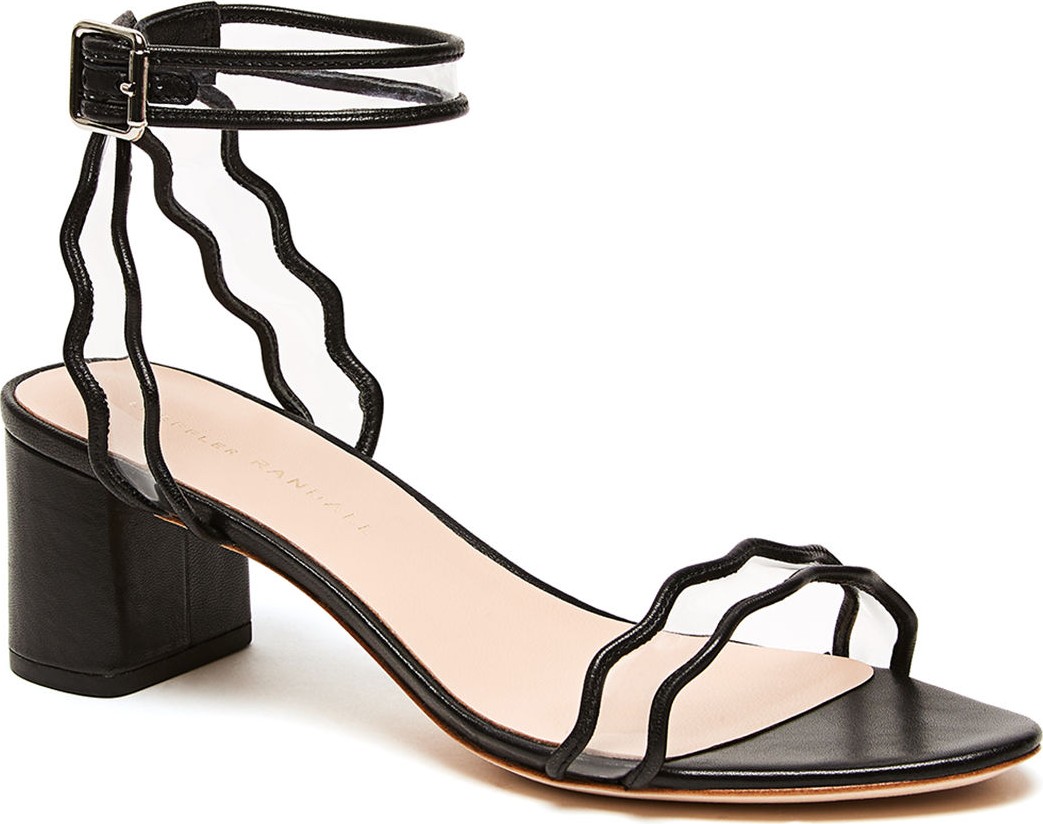 Loeffler Randall Wavy Clear-Strap Leather Sandals