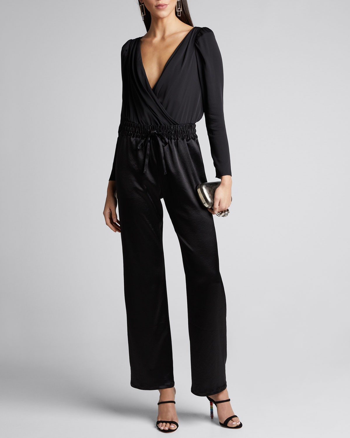 MILLY Hammered Satin Track Pants