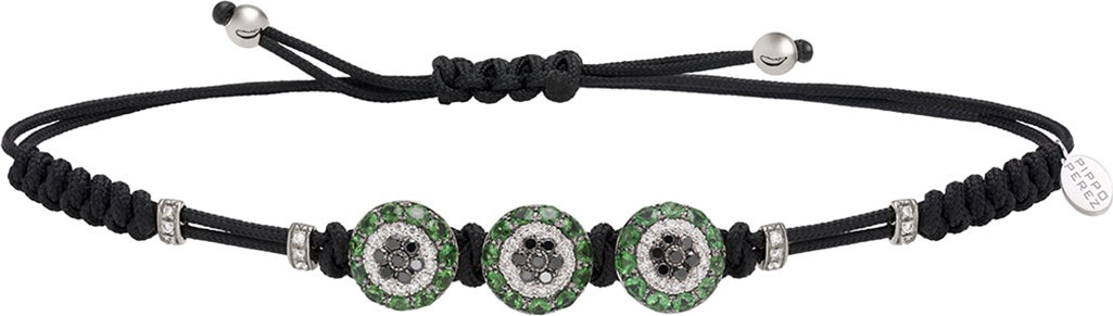 Pippo Perez 18k Diamond & Garnet 3-Fatima Eye Pull-Cord Bracelet
