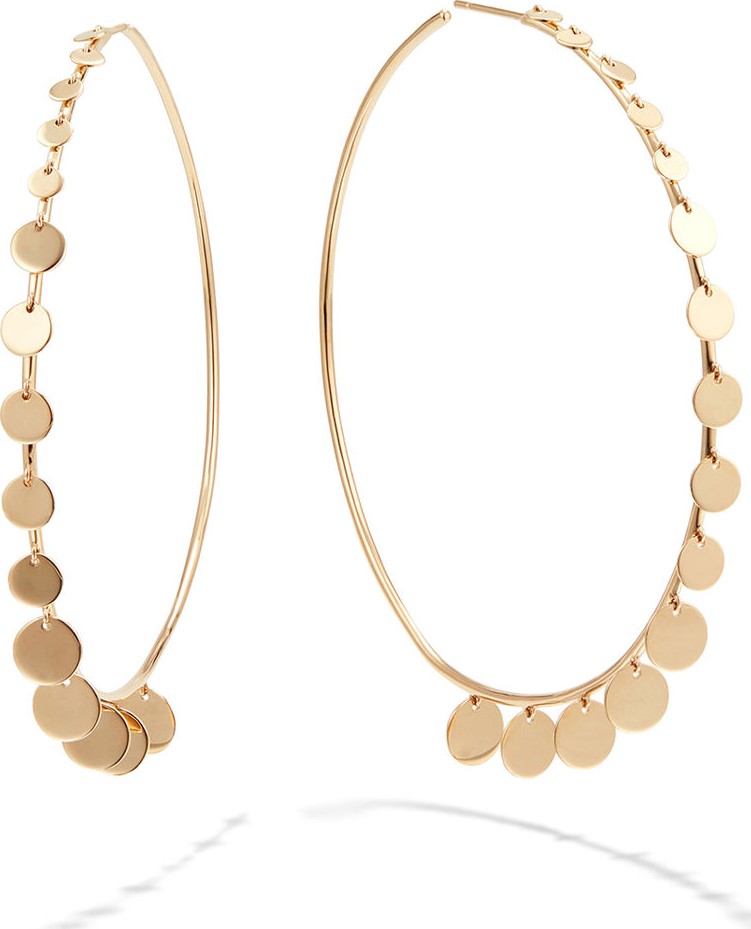 Lana 14k Gold Dangle Disc Hoop Earrings  60mm