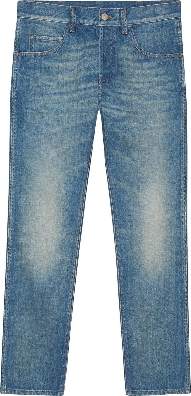 Gucci Denim tapered pant with emrboidered tiger
