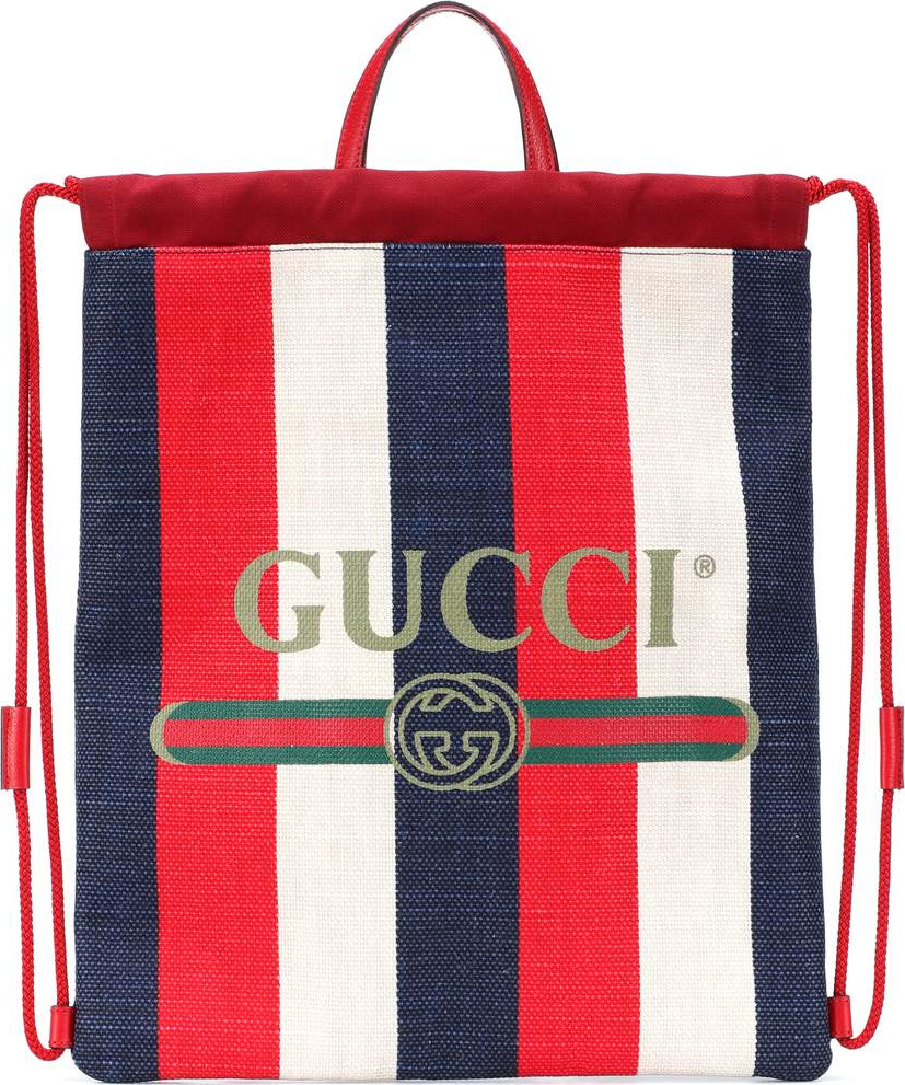 Gucci Striped drawstring backpack