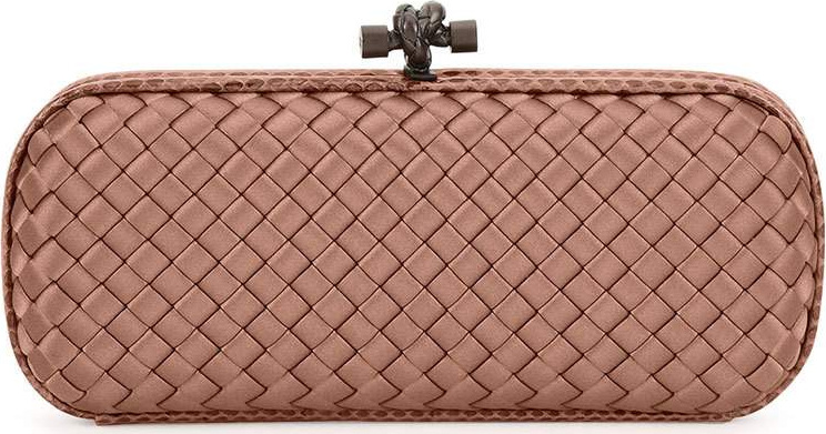 Bottega Veneta Satin-Snakeskin Stretch Knot Minaudiere Bag