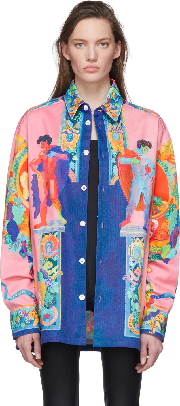 Versace Multicolor Denim Oversized Jacket