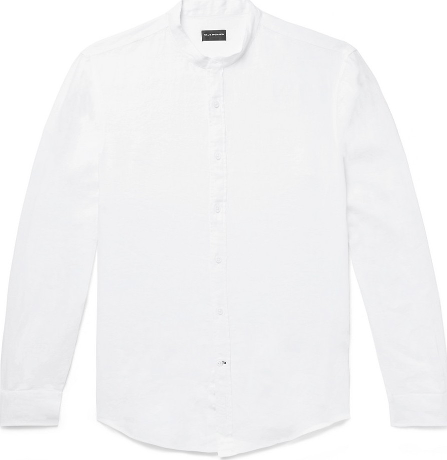 Club Monaco Slim-Fit Grandad-Collar Linen Shirt