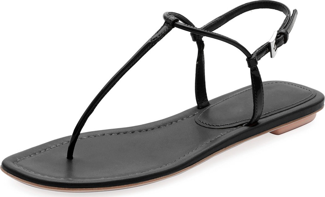 Prada Flat Patent Leather Thong Sandals