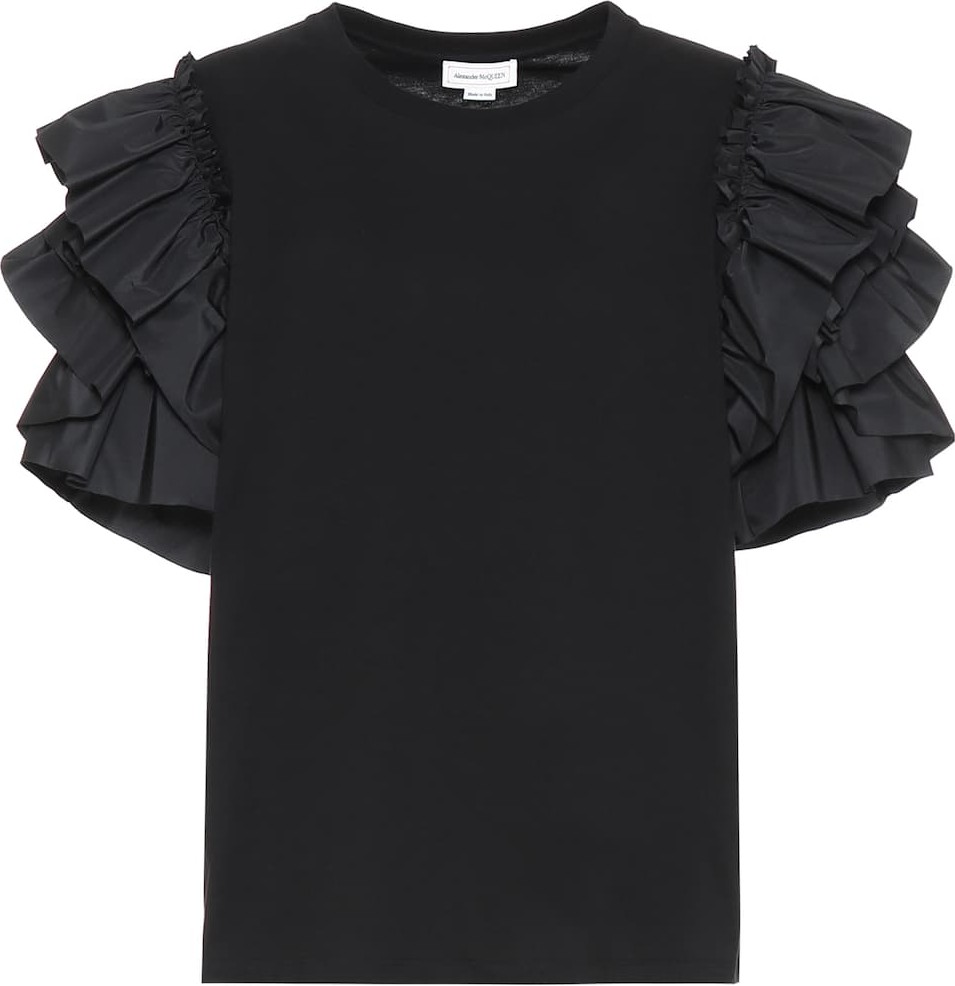 Alexander McQueen Ruffle-trimmed cotton top