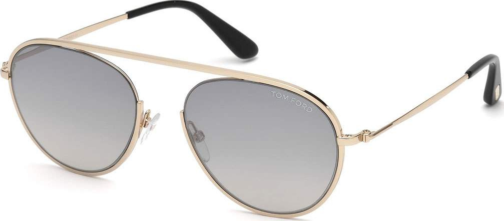 TOM FORD Keith Round Brow-Bar Metal Sunglasses, Smoke
