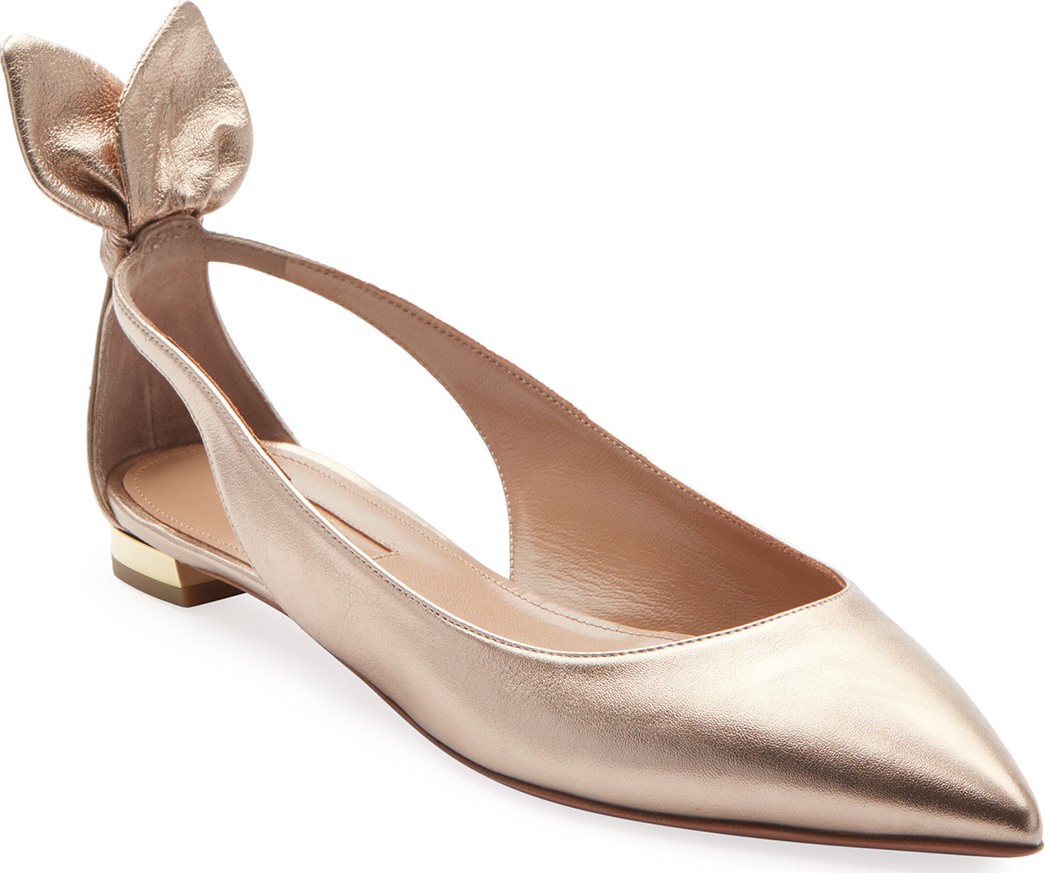 Aquazzura Deneuve Metallic Leather Ballet Flats