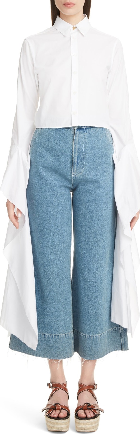 LOEWE Exaggerated Sleeve Crop Poplin Shirt