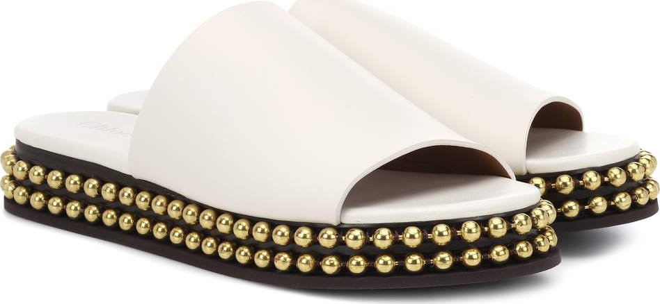 Chloe Embellished leather slides