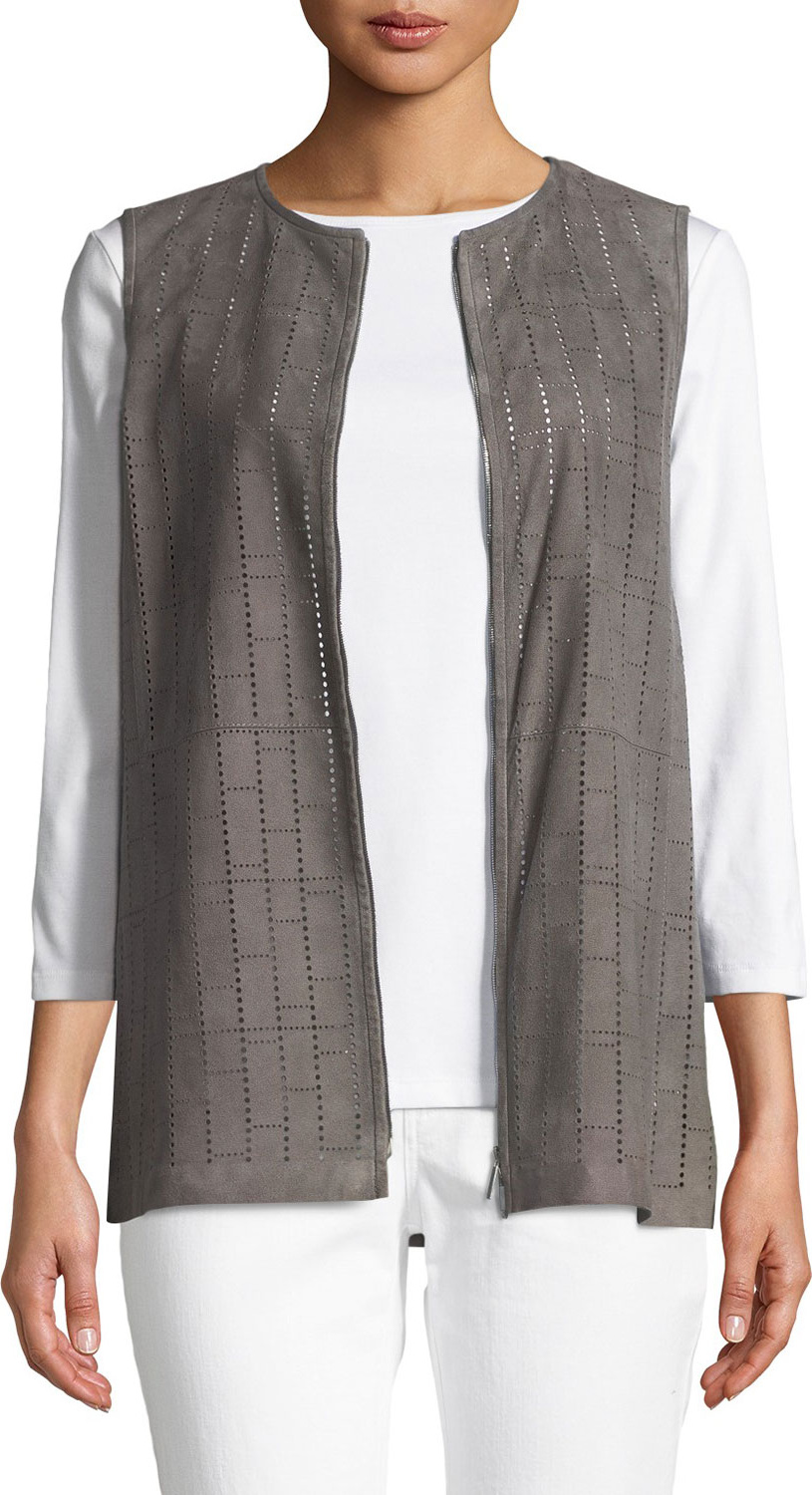 Lafayette 148 New York Genesis Luxuriant Perforated Lamb Suede Vest Lafayette 148 New York Genesis Luxuriant Perforated Lamb Suede Vest