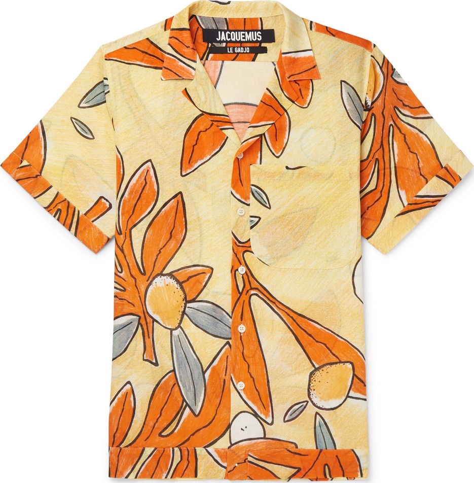 Jacquemus Camp-Collar Floral-Print Cotton-Gauze Shirt