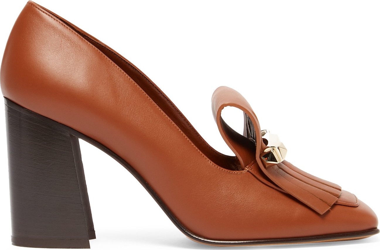 Valentino Uptown fringed leather loafer pumps