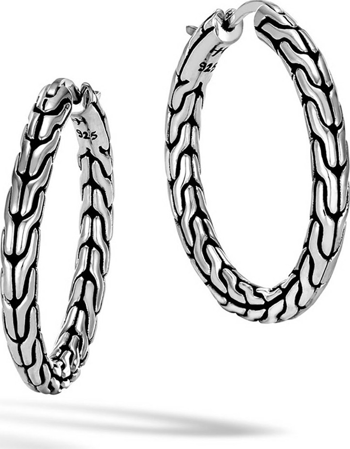 John Hardy Classic Chain Medium Sterling Silver Hoop Earrings
