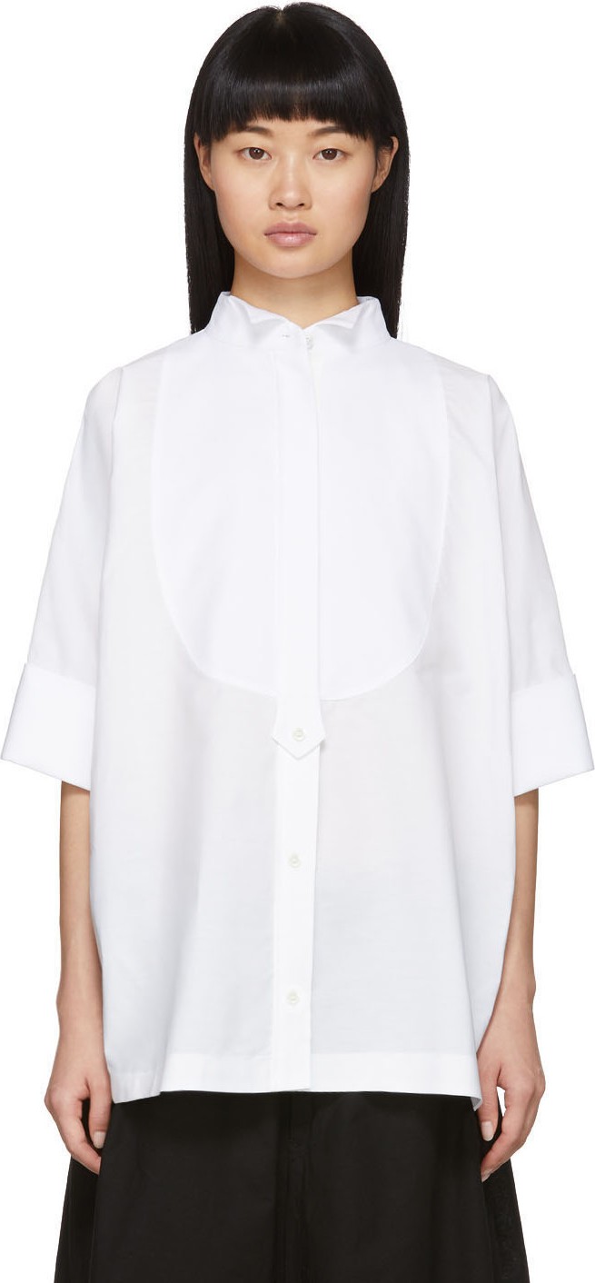 Sacai White Cropped Sleeve Shirt