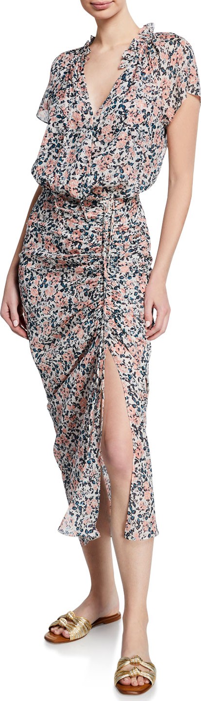 Veronica Beard Brynlee Floral-Print Slit Midi Dress