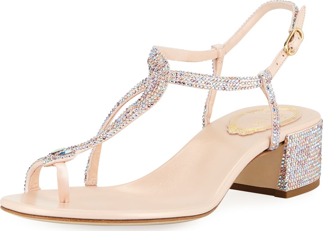 Rene Caovilla Crystal-Embellished Leather Snake Sandals