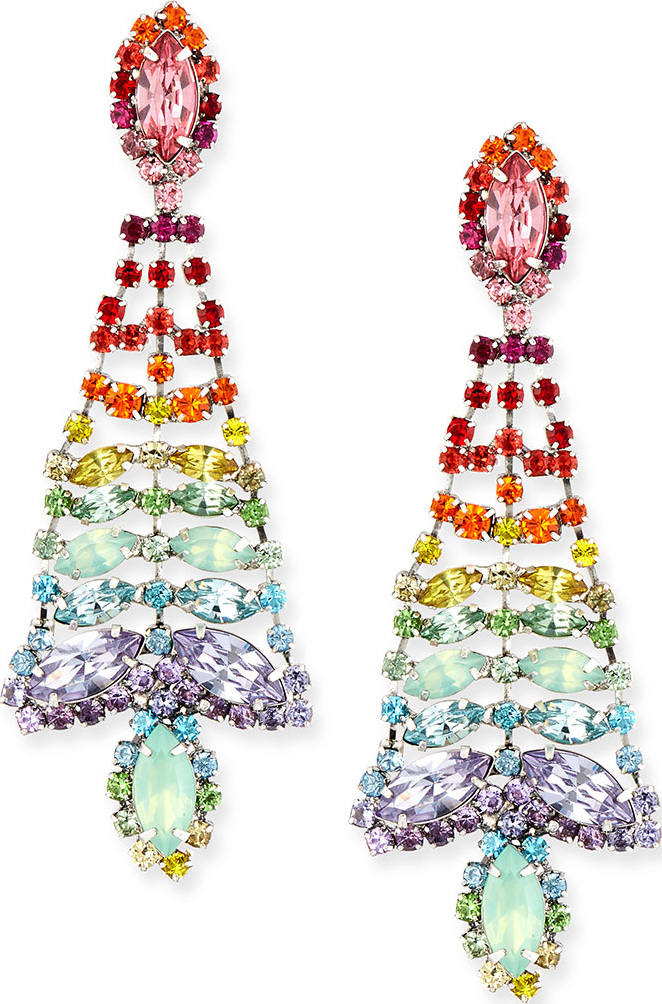 DANNIJO Lala Rainbow Crystal Statement Chandelier Earrings