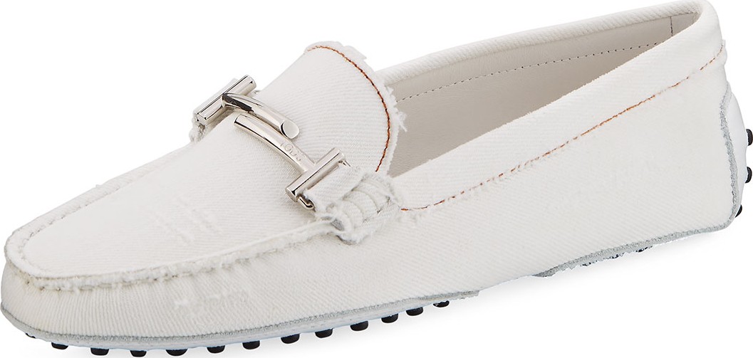 Tod's Gommini Distressed Denim Drivers
