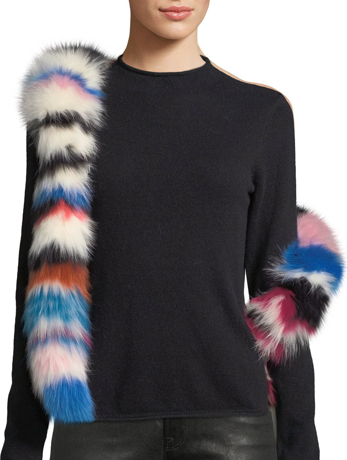 Charlotte Simone Chunky Monkey Multicolored Fur Scarf