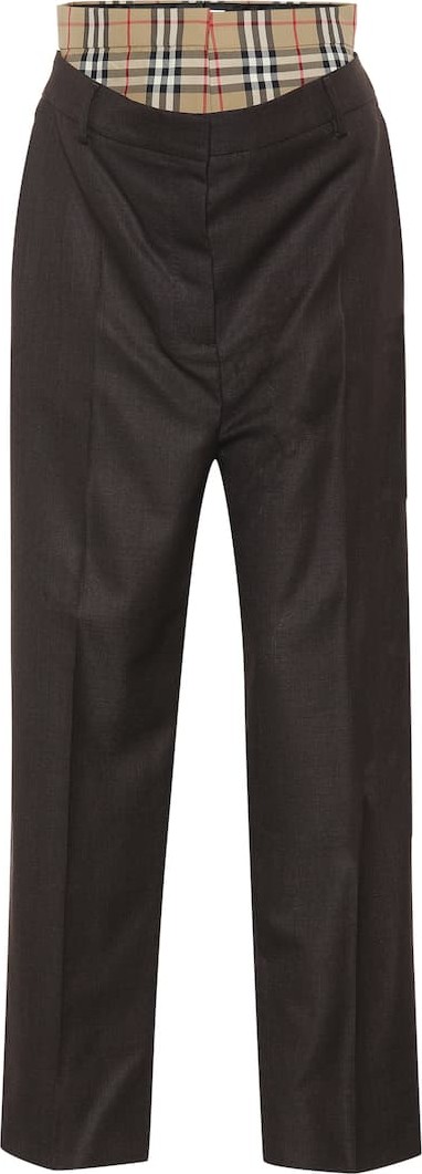 Burberry London England Check high-rise straight wool pants