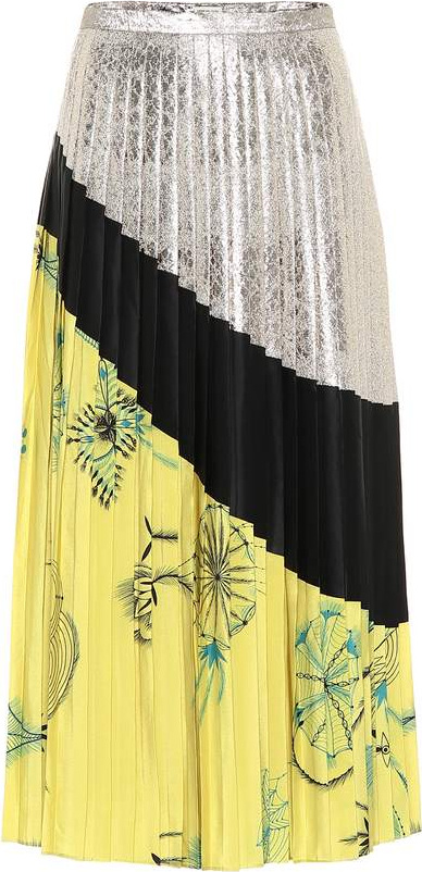 Dries Van Noten Pleated silk skirt