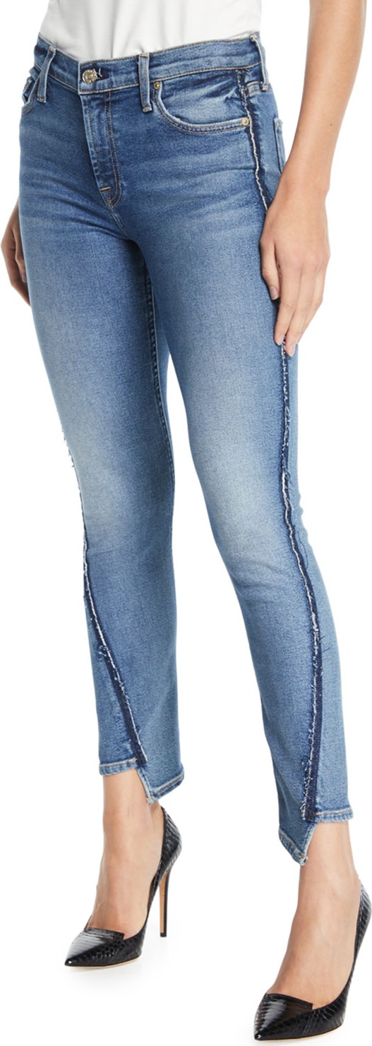 7 For All Mankind Mid-Rise Twisted Ankle Skinny Jeans with Exposed Seams