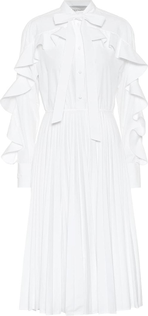 Valentino Ruffled cotton-blend midi dress