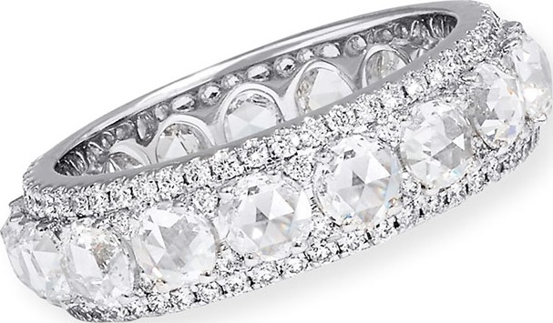 64 Facets 18k White Gold Diamond Infinity Band Ring, Size 6