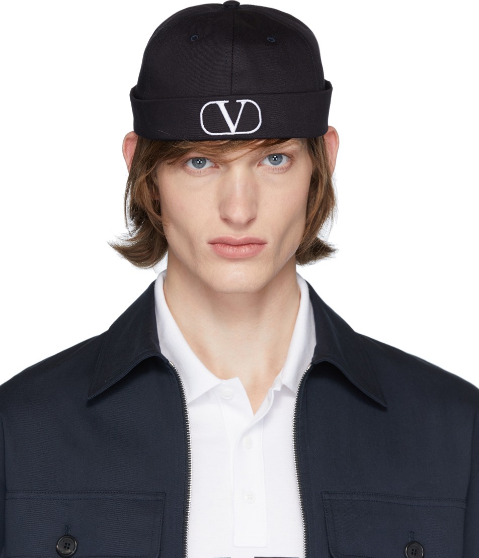 Valentino Black Valentino Garavani VLogo Beanie