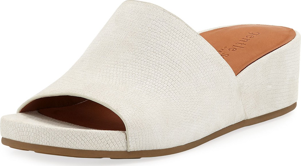 Gentle Souls Gisele Embossed Leather Demi-Wedge Slide Sandals