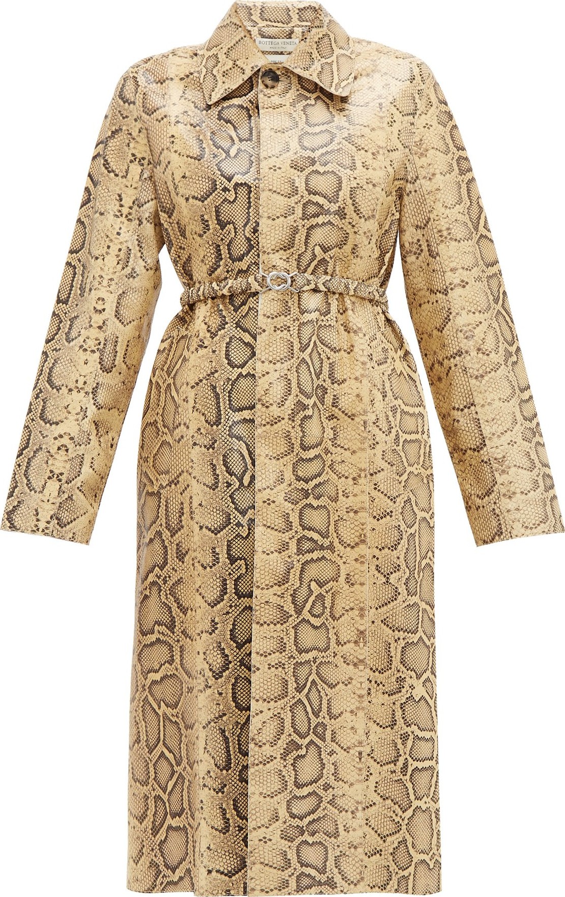 Bottega Veneta Single-breasted python-effect leather coat