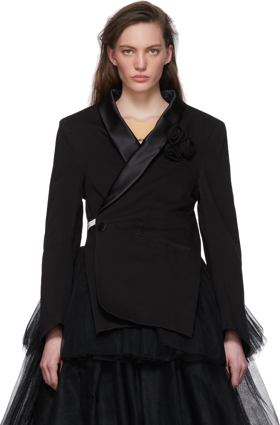 MM6 Maison Margiela Black Denim Wrap Blazer