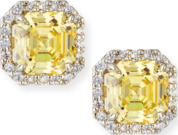 Fantasia by DeSerio Canary Cubic Zirconia Stud Earrings