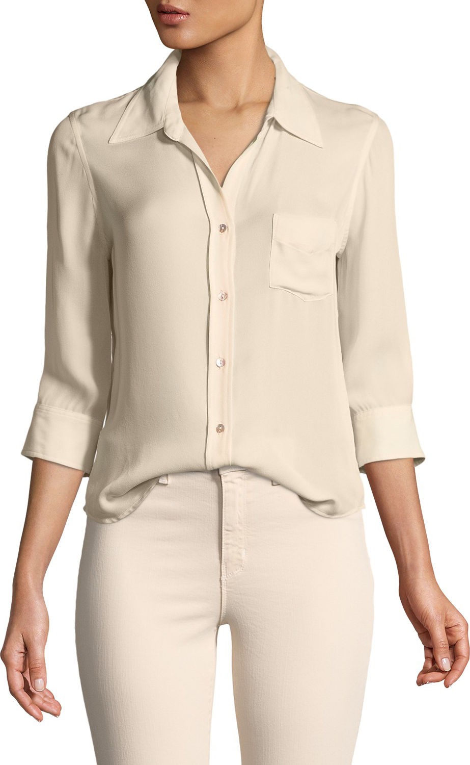 L'AGENCE Ryan 3/4-Sleeve Silk Blouse
