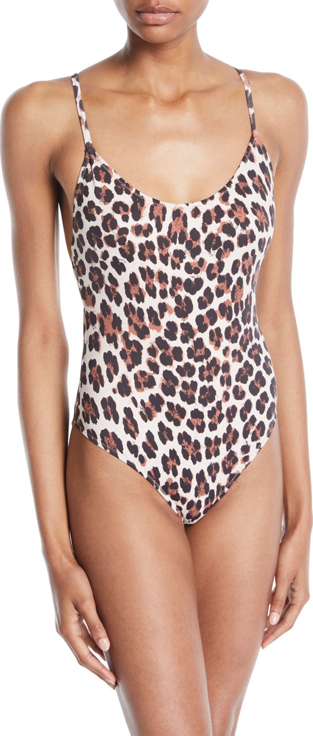 Caroline Constas Delfina Scoop-Neck Leopard-Print One-Piece Swimsuit