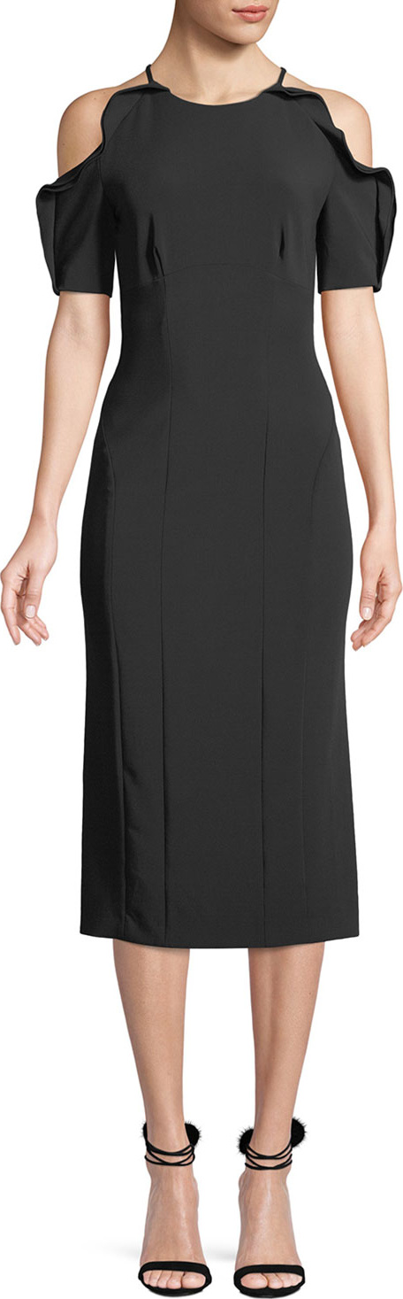 Opening Ceremony Cold-Shoulder Ruffle Column Midi Dress